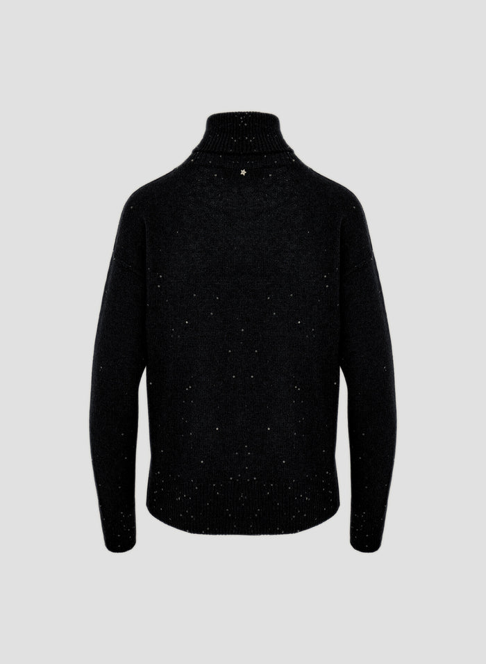 WOOL, CASHMERE AND SILK TURTLENECK SWEATER WITH SEQUINS