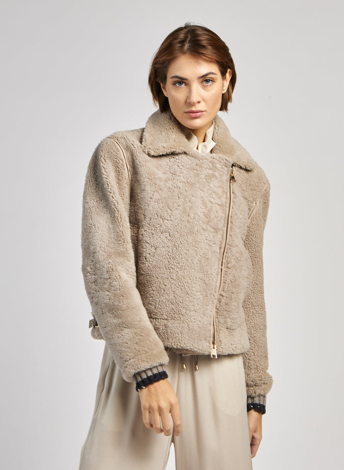 SHEARLING BIKER