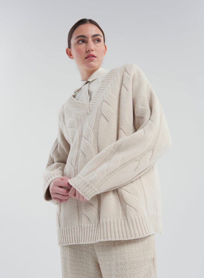 WOOL, CASHMERE AND SILK SWEATER