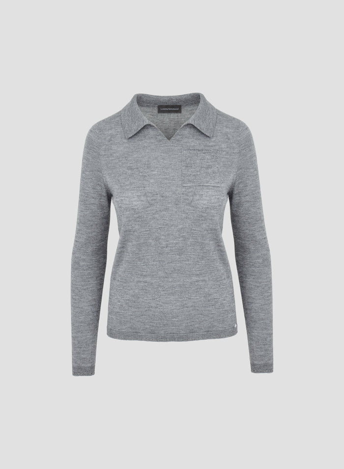 CASHMERE AND SILK POLO SWEATER WITH LUREX DETAIL