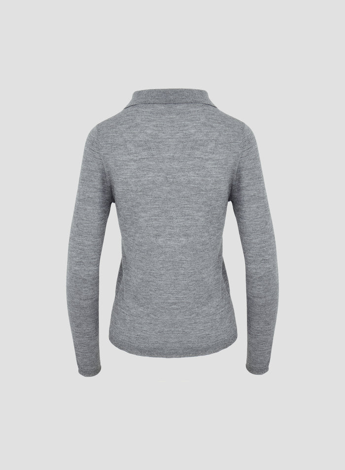 CASHMERE AND SILK POLO SWEATER WITH LUREX DETAIL