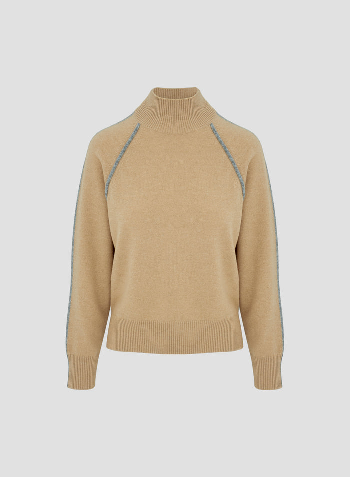 DOLCEVITA IN LANA, SETA E CASHMERE CON NERVATURE A CONTRASTO