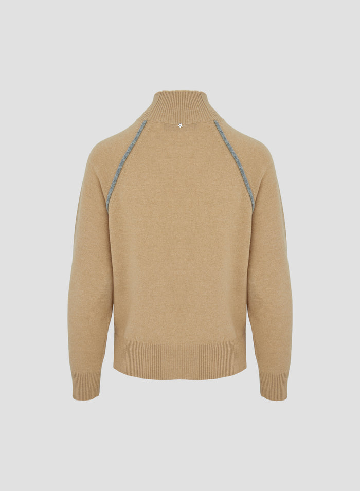 DOLCEVITA IN LANA, SETA E CASHMERE CON NERVATURE A CONTRASTO