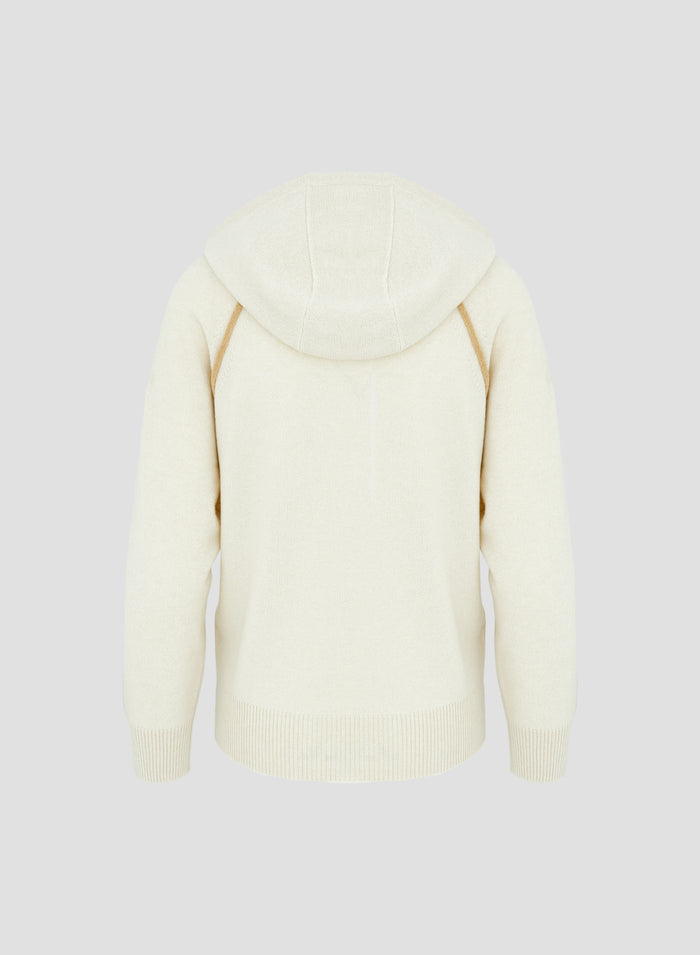 FELPA IN LANA, SETA E CASHMERE CON CAPPUCCIO
