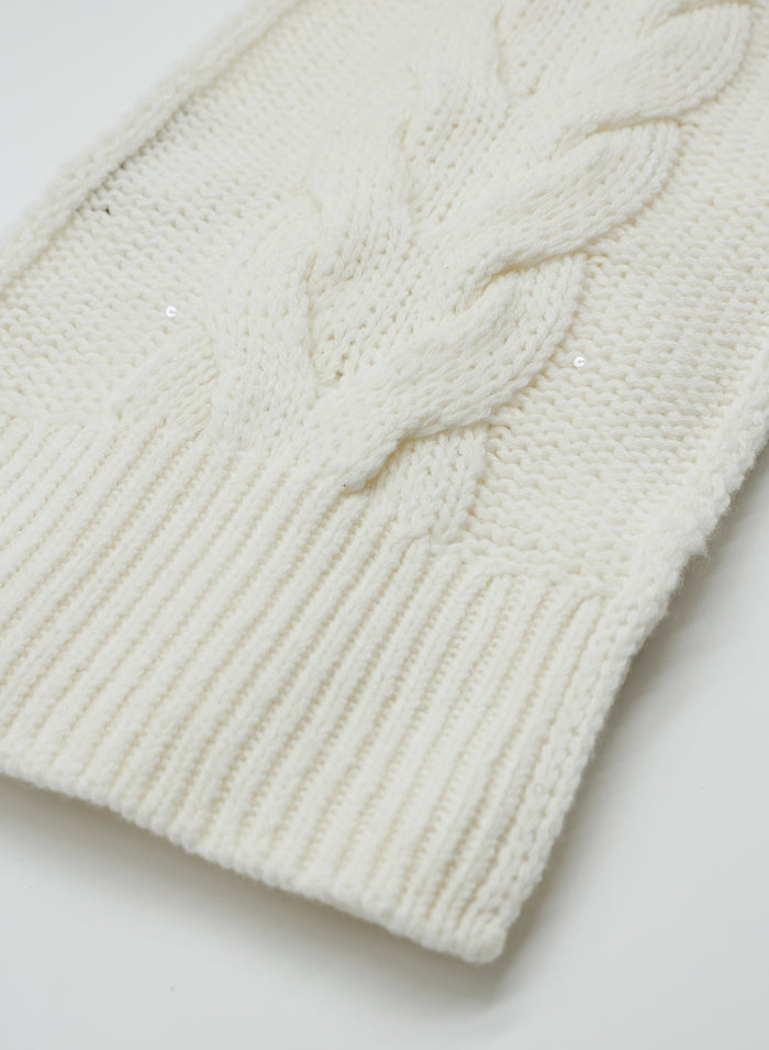 SCIARPA IN LANA, CASHMERE E SETA CON TRECCIA ICONICA SCOLPITA