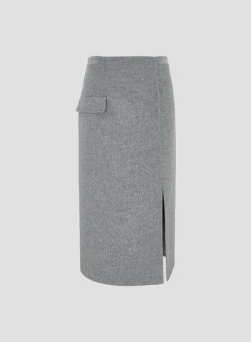 WOOL AND ANGORA DOUBLE MIDI SKIRT