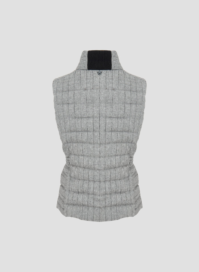 GILET IMBOTTITO IN MISTO LANA CON GESSATURA LUREX