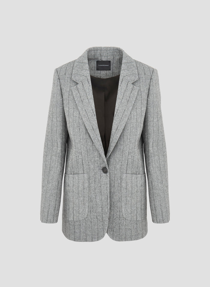 GIACCA IN MISTO LANA CON GESSATURA LUREX