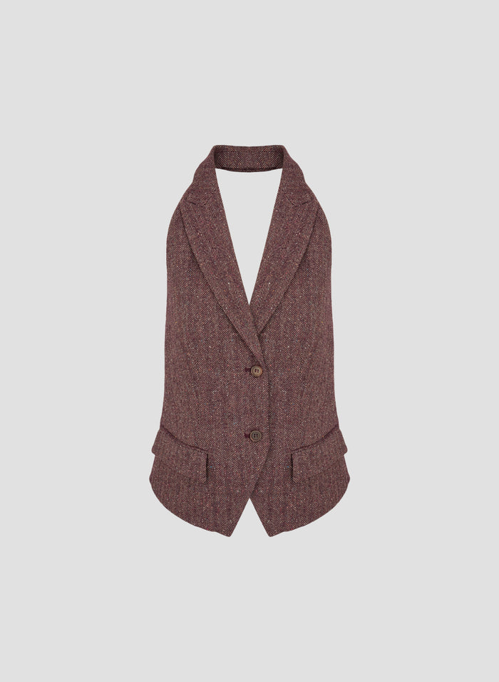 GILET IN RESCA DI LANA E SETA