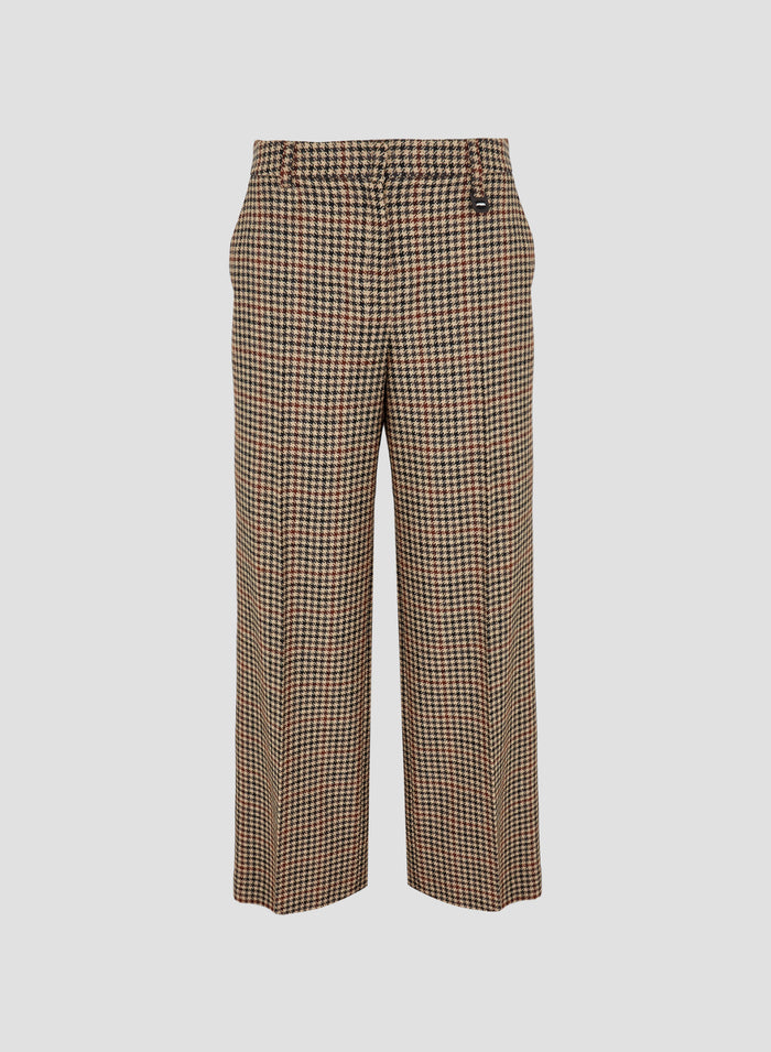 PIED-DE-POULE WOOL AND CASHMERE TAILORED PANTS