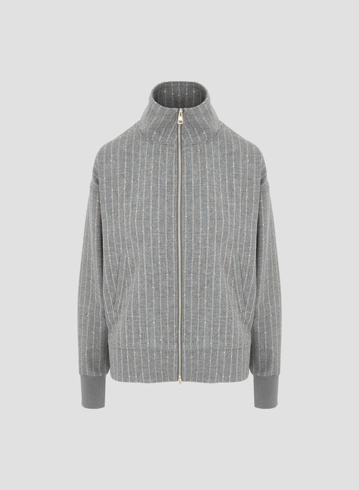 BOMBER IN LANA E COTONE GESSATO