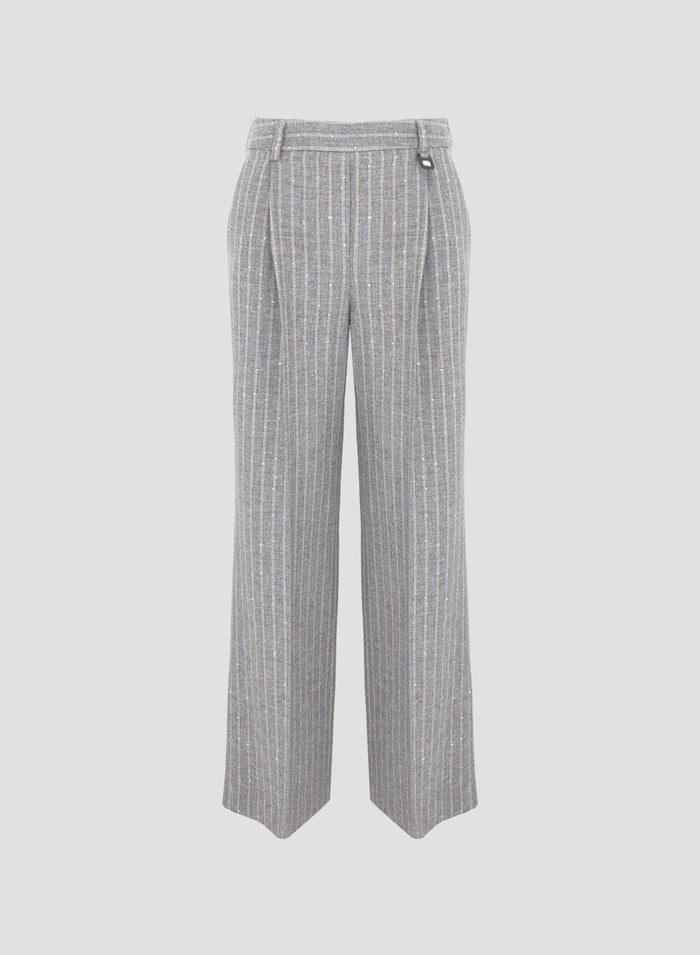 PANTALONI A GAMBA DRITTA IN LANA E COTONE