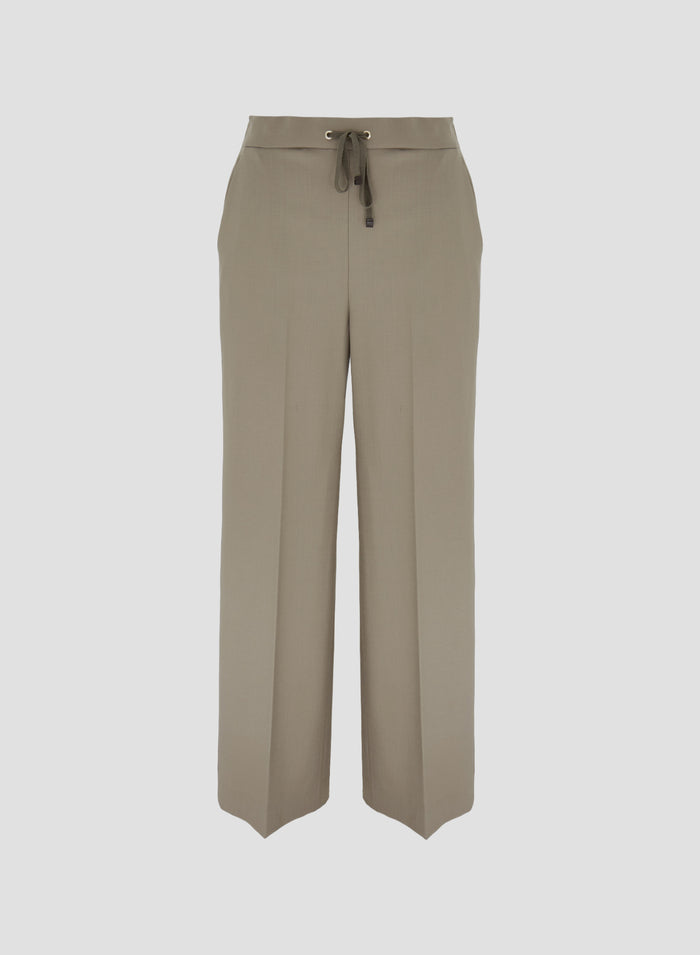 TECHNICAL WOOL CANVAS STRAIGHT-LEG PANTS