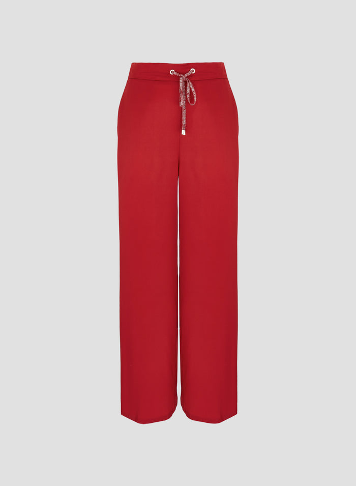 PANTALONE PALAZZO IN TWILL DI SETA