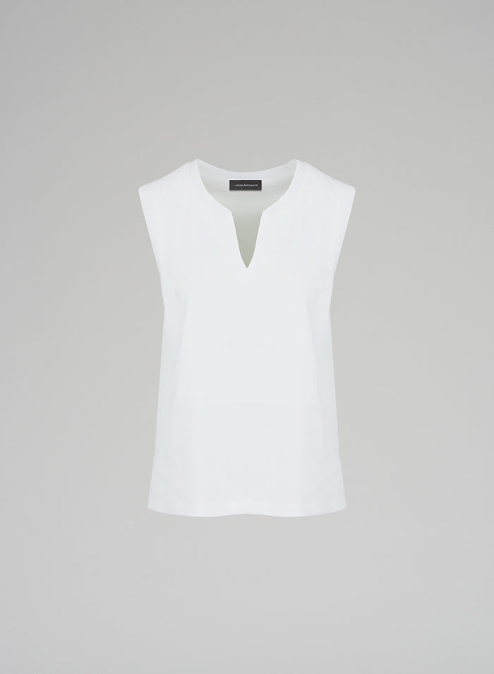 LINEN AND STRETCH VISCOSE TOP