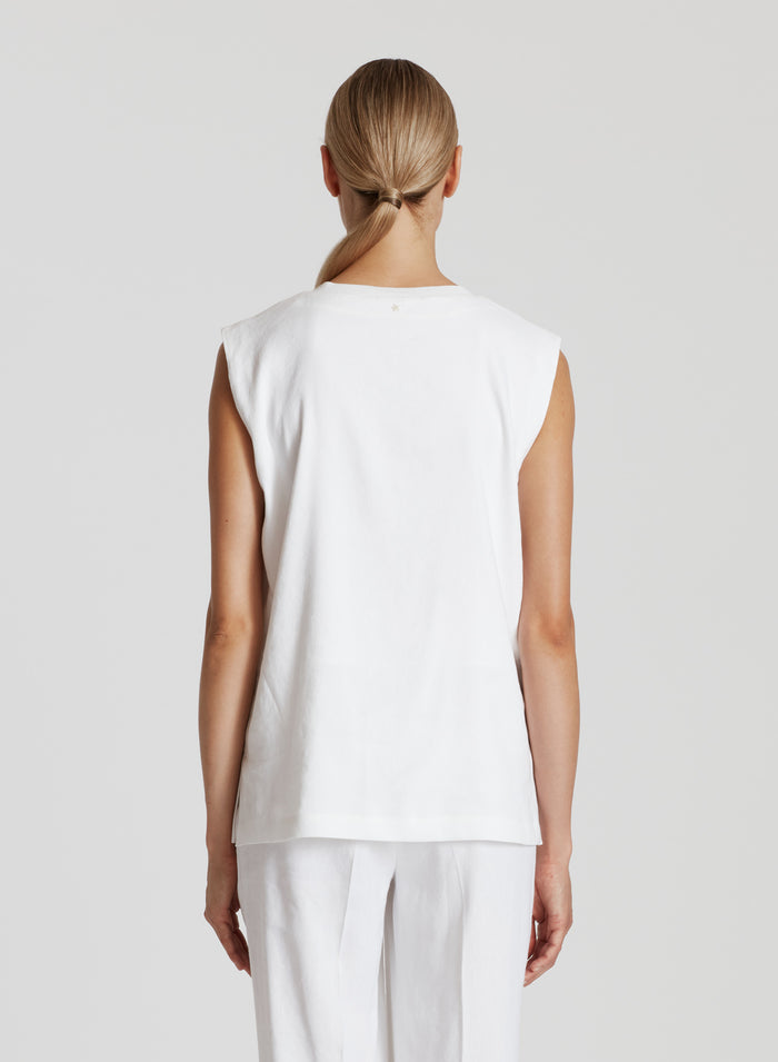 LINEN AND STRETCH VISCOSE TOP