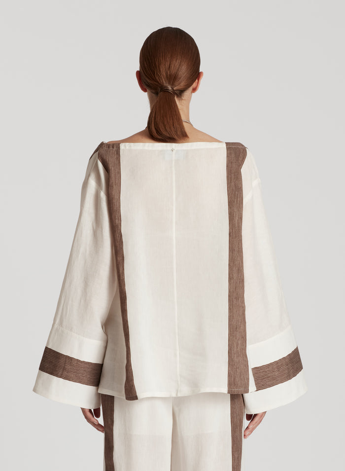 LINEN BLEND BLOUSE