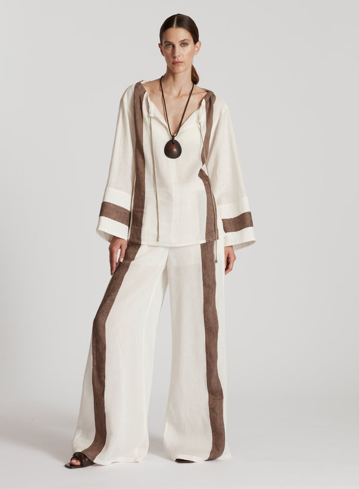 LINEN BLEND BLOUSE