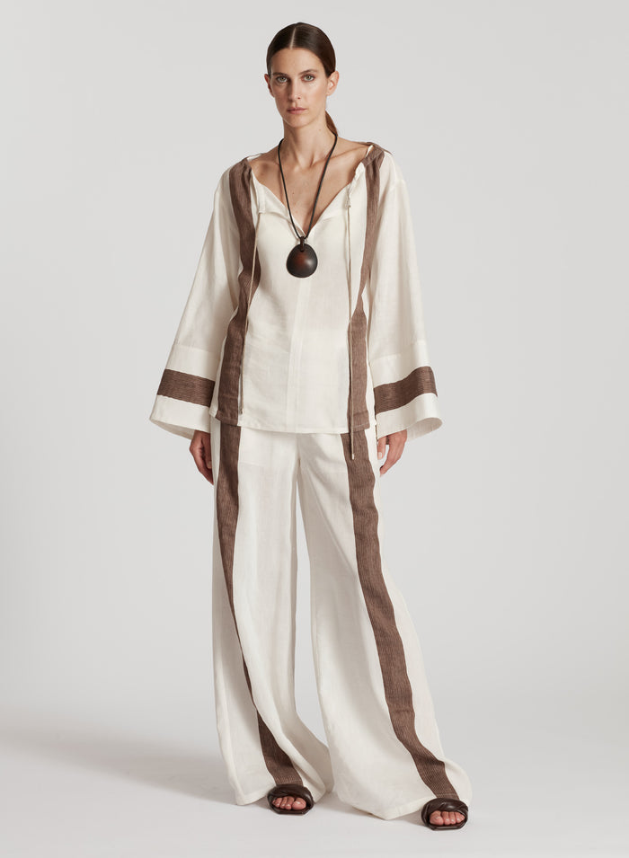 LINEN BLEND BLOUSE