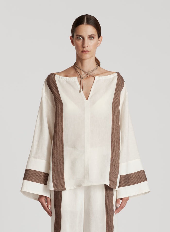 LINEN BLEND BLOUSE