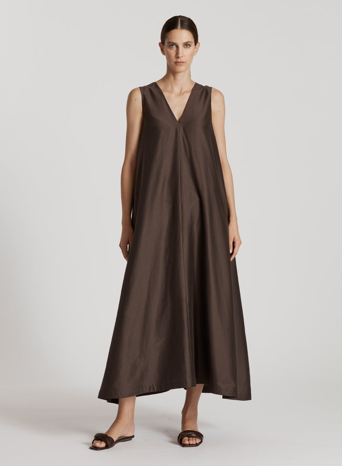 COTTON AND SILK MAXI DRESS