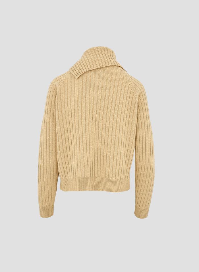 WOOL, CASHMERE AND SILK SWEATSHIRT WITH ASYMMETRIC CLOSURE