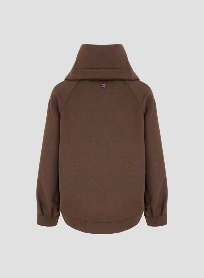WOOL AND ANGORA DOUBLE SHORT COAT WITH TEDDY INSERT