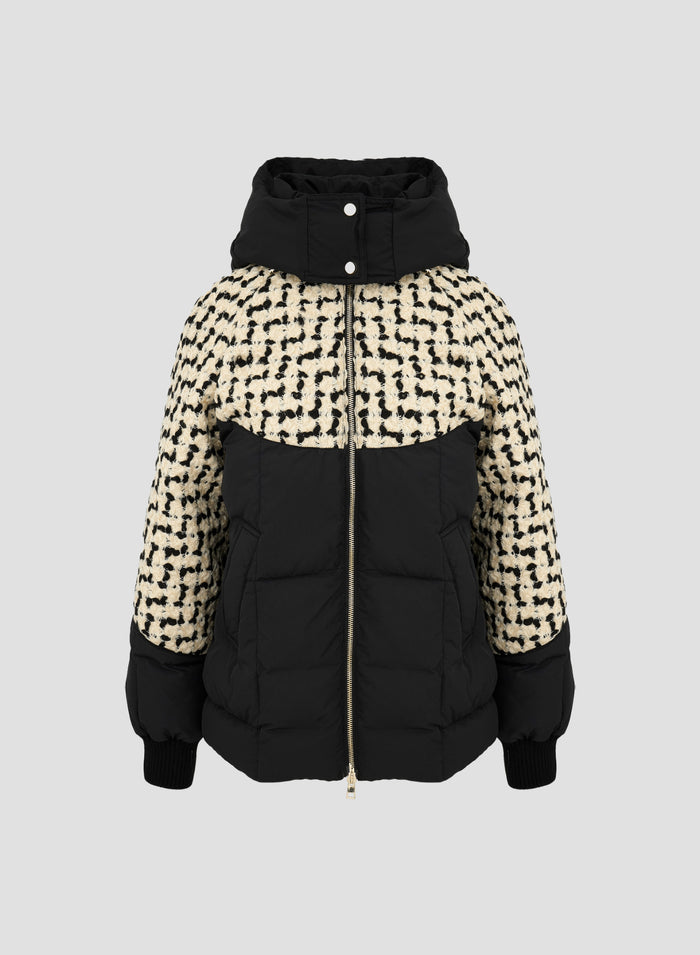 NYLON PADDED JACKET WITH TEXUTURED INSERT