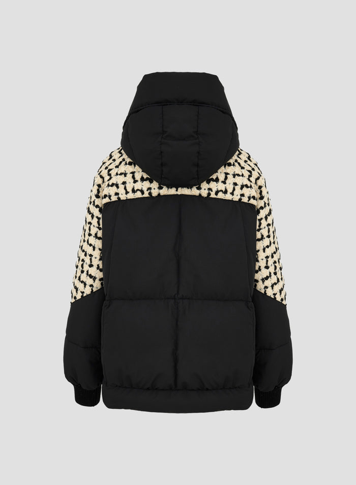 NYLON PADDED JACKET WITH TEXUTURED INSERT