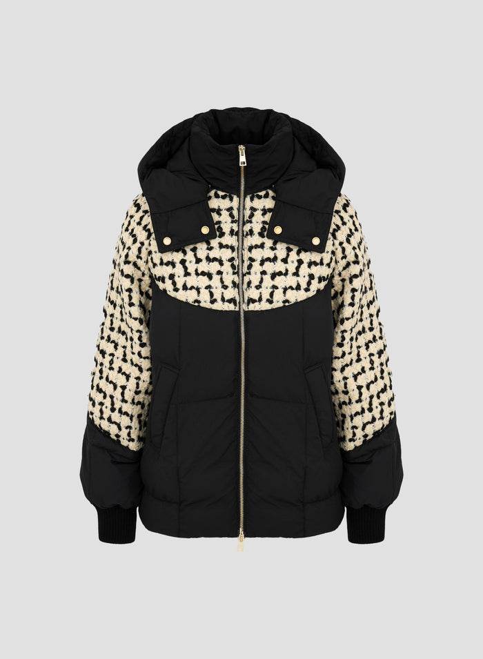NYLON PADDED JACKET WITH TEXUTURED INSERT