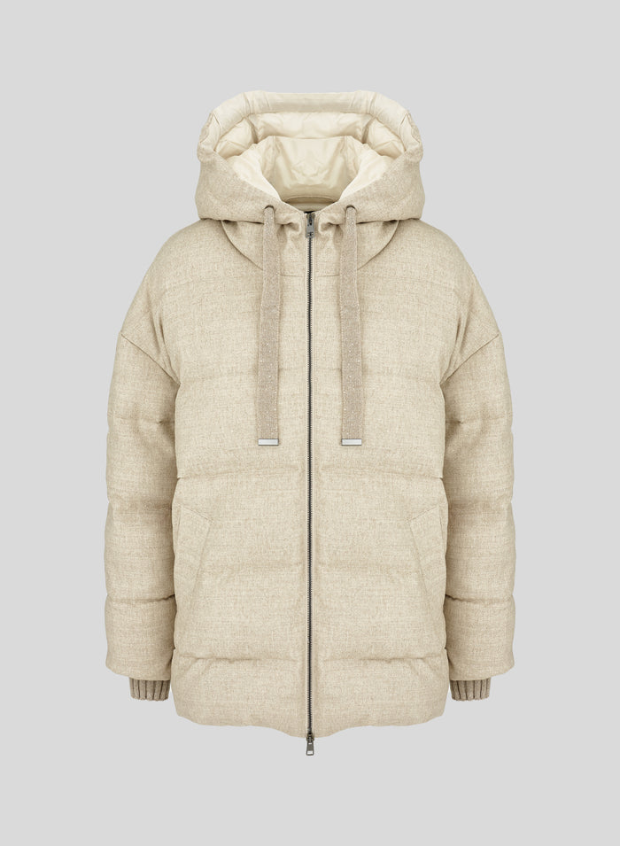 DENIM EFFECT WOOL BLEND PADDED JACKET