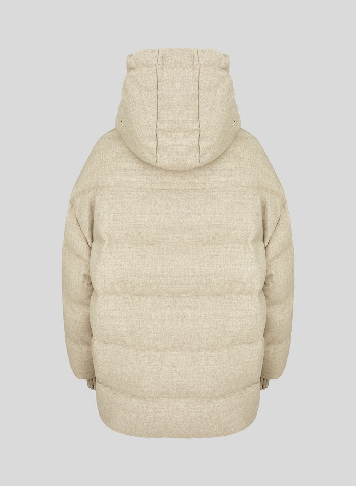 DENIM EFFECT WOOL BLEND PADDED JACKET