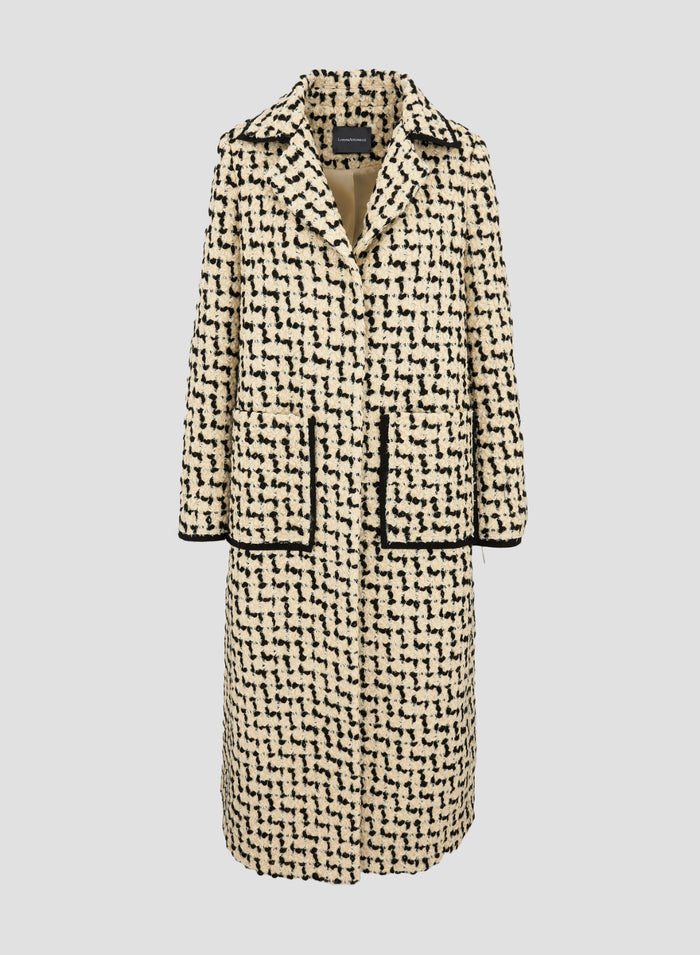 WOOL AND COTTON TEXUTURED LONG COAT