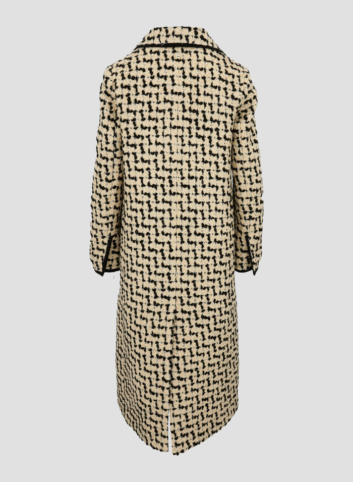 WOOL AND COTTON TEXUTURED LONG COAT