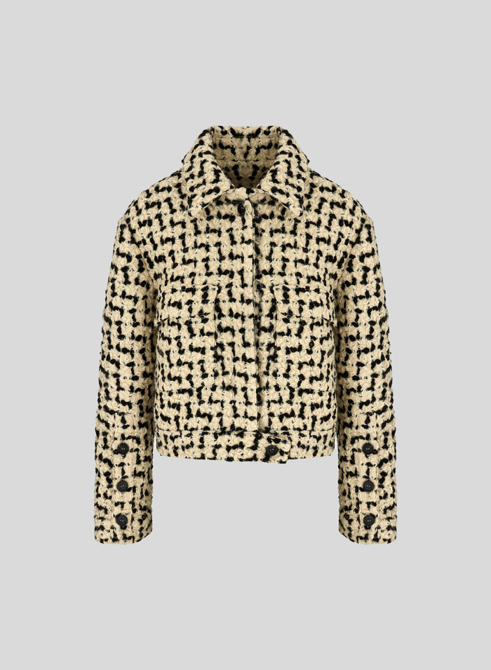 WOOL AND COTTON TEXUTURED CABAN