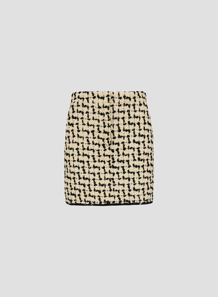 WOOL AND COTTON TEXUTURED MINI SKIRT