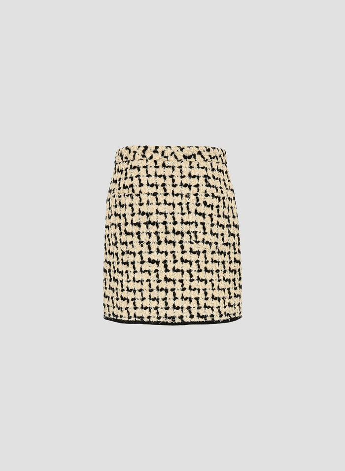 WOOL AND COTTON TEXUTURED MINI SKIRT
