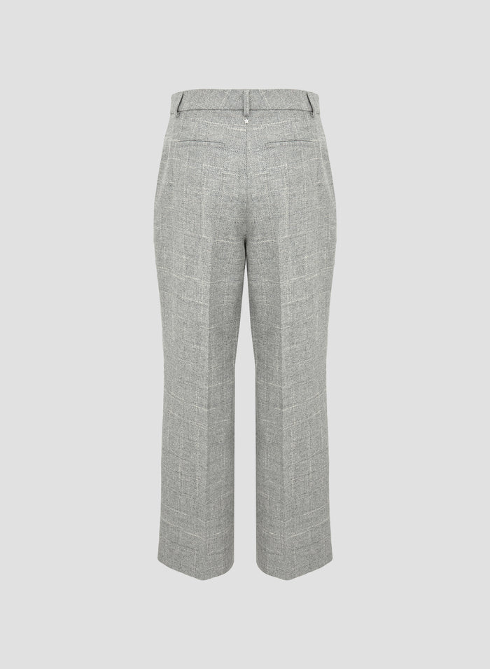 WOOL AND VISCOSE CHECK TAILORED TROUSER