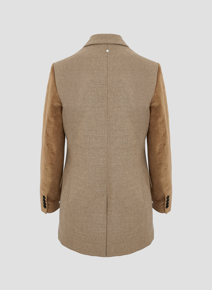 STRETCH FLANNEL DOUBLE-BREASTED JACKET WITH BELT