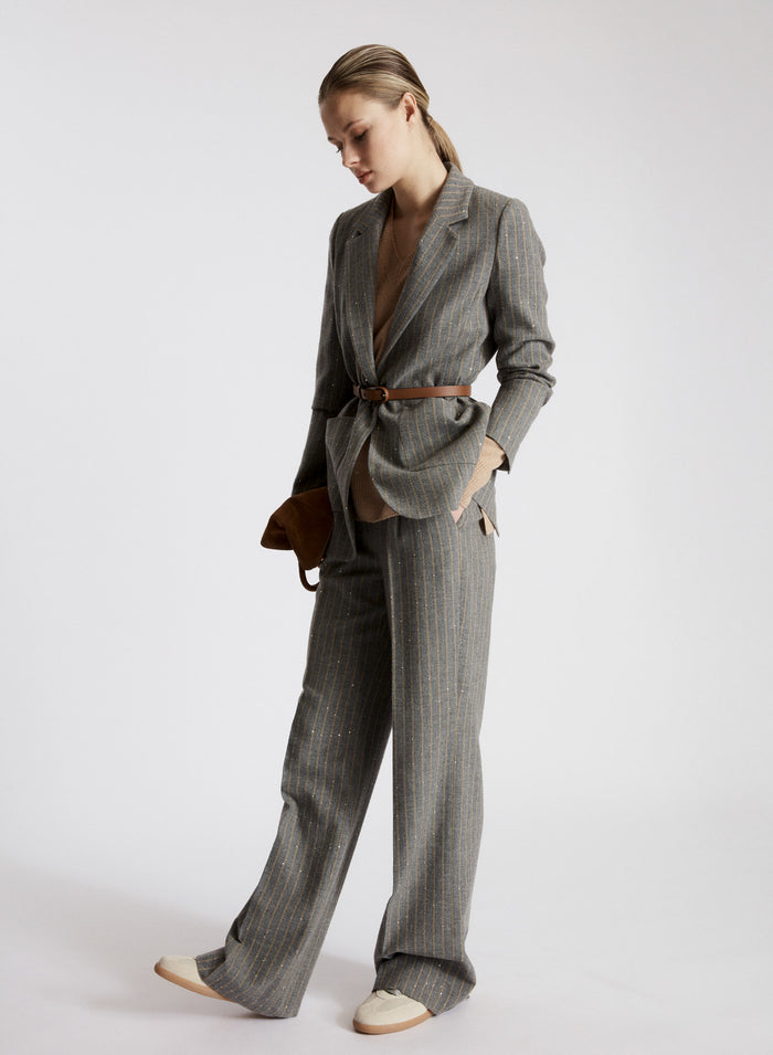 PANTALONI A GAMBA DRITTA IN LANA E COTONE