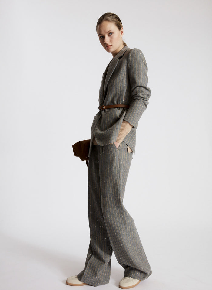 PANTALONI A GAMBA DRITTA IN LANA E COTONE