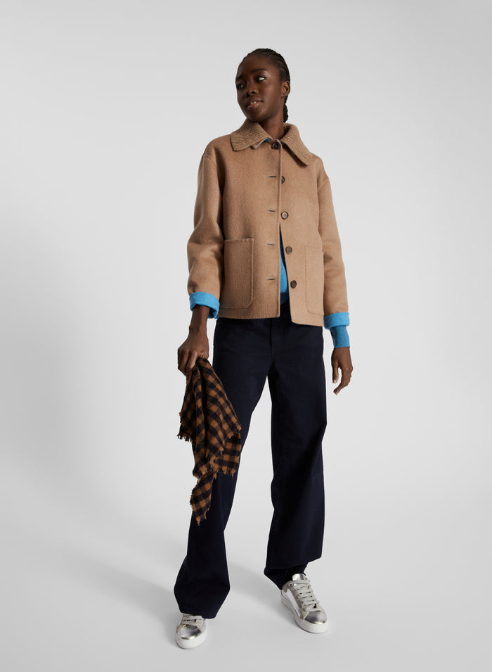 CAPPOTTO CORTO IN DOUBLE DI LANA E ANGORA
