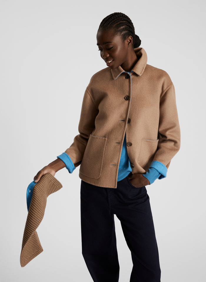 CAPPOTTO CORTO IN DOUBLE DI LANA E ANGORA