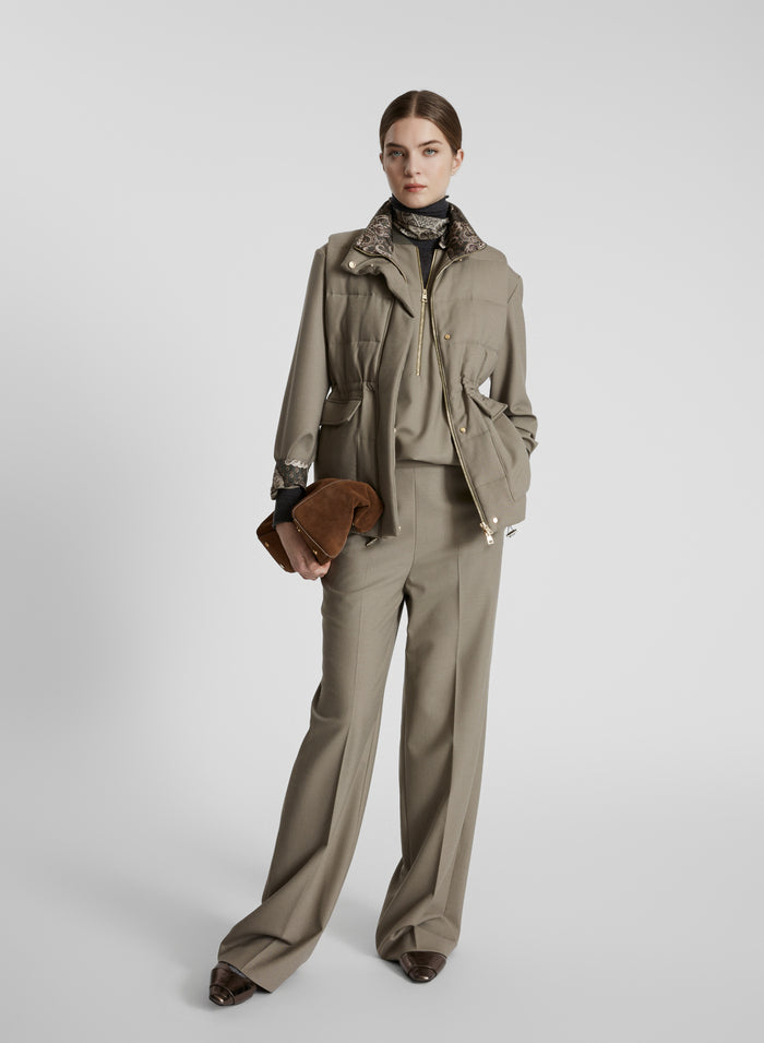 TECHNICAL WOOL CANVAS STRAIGHT-LEG PANTS