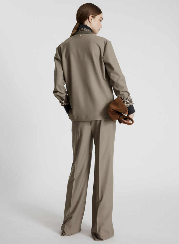 TECHNICAL WOOL CANVAS STRAIGHT-LEG PANTS