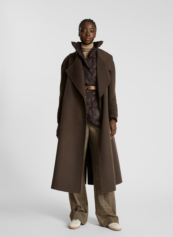WOOL AND ANGORA DOUBLE COAT WITH EMBROIDERY