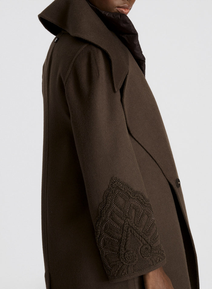 WOOL AND ANGORA DOUBLE COAT WITH EMBROIDERY