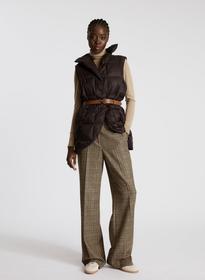 PIED-DE-POULE WOOL AND CASHMERE TAILORED PANTS