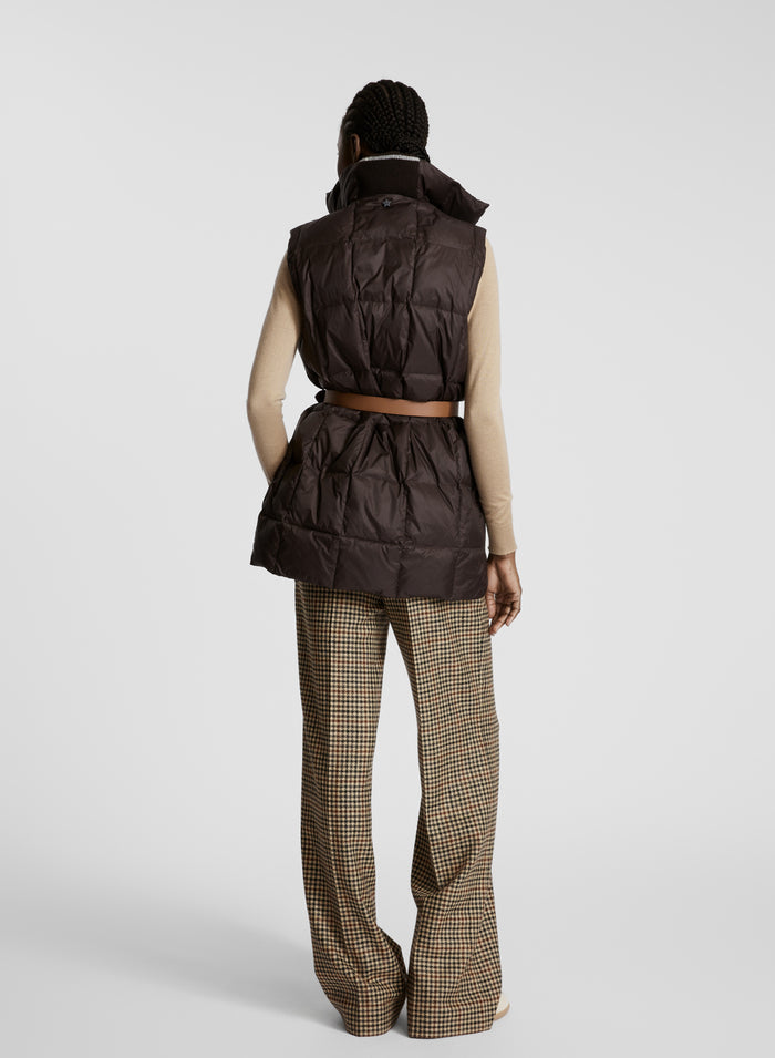 PIED-DE-POULE WOOL AND CASHMERE TAILORED PANTS