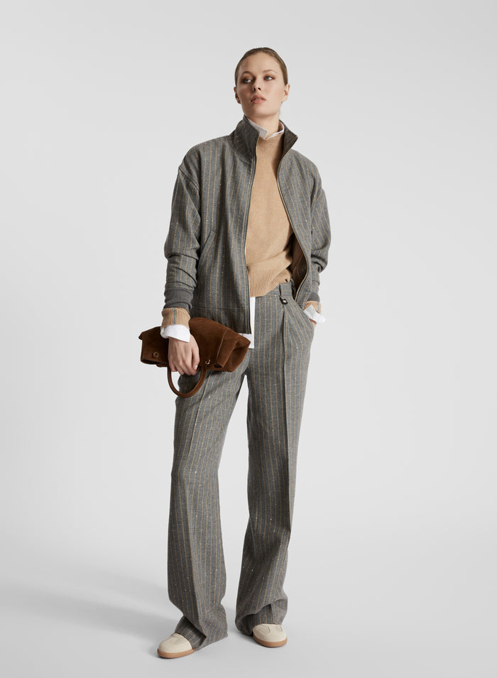 BOMBER IN LANA E COTONE GESSATO